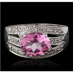 14KT White Gold 3.79ct Pink Topaz and Diamond Ring