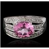 Image 1 : 14KT White Gold 3.79ct Pink Topaz and Diamond Ring