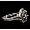 Image 3 : 14KT White Gold 0.95ctw Sapphire and Diamond Ring