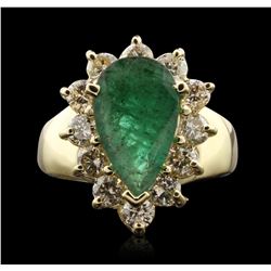 14KT Yellow Gold 2.48ct Emerald and Diamond Ring