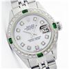 Image 1 : Ladies Rolex Stainless Steel Diamond and Emerald DateJust Wristwatch