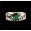 Image 1 : 14KT Yellow Gold 1.00ct Emerald and Diamond Ring