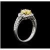 Image 3 : 18KT Two-Tone Gold GIA Certified 1.75ctw Fancy Yellow Diamond Ring