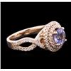 Image 2 : 14KT Rose Gold 1.20ct Tanzanite and Diamond Ring