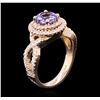 Image 3 : 14KT Rose Gold 1.20ct Tanzanite and Diamond Ring