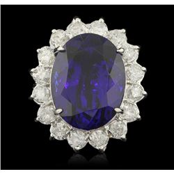 14KT White Gold 23.16ct Tanzanite and Diamond Ring