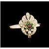 Image 2 : 14KT Rose Gold 0.12ctw Emerald, Ruby and Diamond Ring