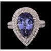 Image 1 : 14KT Two-Tone Gold 4.23ct Tanzanite and Diamond Ring