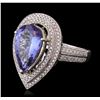 Image 2 : 14KT Two-Tone Gold 4.23ct Tanzanite and Diamond Ring