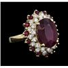 Image 2 : 14KT Yellow Gold 12.78ctw Ruby and Diamond Ring