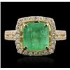 Image 1 : 14KT Yellow Gold 3.42ct Emerald and Diamond Ring