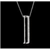 Image 1 : 14KT White Gold 0.16ctw Diamond Pendant With Chain