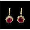 Image 1 : 14KT Yellow Gold 17.84ctw Ruby and Diamond Earrings