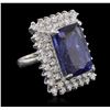 Image 2 : 14KT White Gold GIA Certified 17.10ct Tanzanite and Diamond Ring