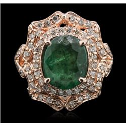 14KT Rose Gold 2.49ct Emerald and Diamond Ring