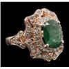 Image 2 : 14KT Rose Gold 2.49ct Emerald and Diamond Ring