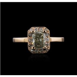 14KT Rose Gold 1.04ctw Fancy Green Diamond Ring