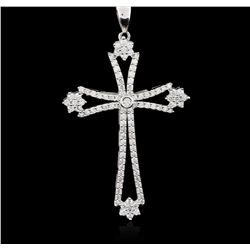 14KT White Gold 1.50ctw Diamond Cross Pendant