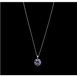 14KT White Gold 4.91ctw Tanzanite and Diamond Pendant With Chain