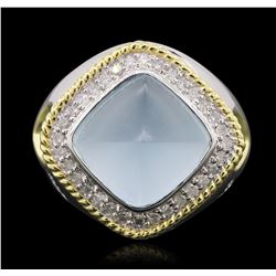 14KT Two-Tone Gold 12.48ct Aquamarine and Diamond Ring