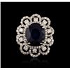 Image 1 : 18KT White Gold 8.96ct Sapphire and Diamond Ring