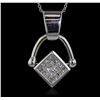 Image 3 : 14KT White Gold 1.10ct Sapphire and Diamond Pendant With Chain