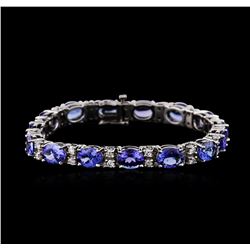 14KT White Gold 19.50ctw Tanzanite and Diamond Bracelet