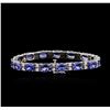 Image 2 : 14KT White Gold 19.50ctw Tanzanite and Diamond Bracelet
