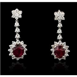 14KT White Gold 5.56ctw Ruby and Diamond Earrings