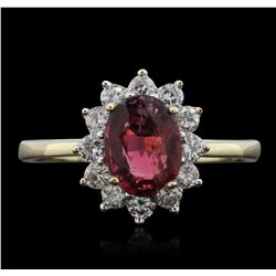 14KT Yellow Gold 1.27ct Rubellite and Diamond Ring