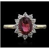 Image 1 : 14KT Yellow Gold 1.27ct Rubellite and Diamond Ring
