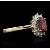 Image 2 : 14KT Yellow Gold 1.27ct Rubellite and Diamond Ring