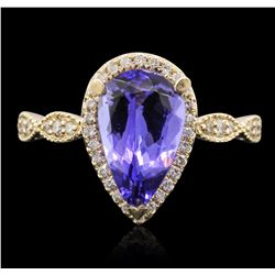 14KT Yellow Gold 2.22ct Tanzanite and Diamond Ring