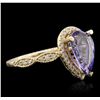Image 2 : 14KT Yellow Gold 2.22ct Tanzanite and Diamond Ring