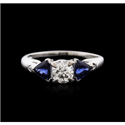 14KT White Gold 0.50ct Diamond and Sapphire Ring