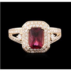 14KT Rose Gold 1.07ct Tourmaline and Diamond Ring