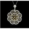 Image 1 : 18KT White and Yellow Gold 5.79ctw Diamond Pendant With Chain