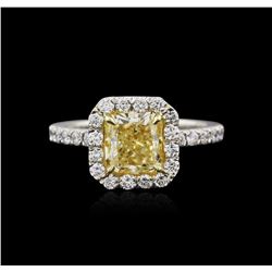 Platinum EGL USA Certified 2.77ctw Fancy Yellow Diamond Ring