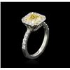 Image 3 : Platinum EGL USA Certified 2.77ctw Fancy Yellow Diamond Ring