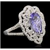 Image 2 : 14KT White Gold 2.03ct Tanzanite and Diamond Ring