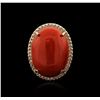 Image 1 : 14KT Rose Gold 20.41ct Coral and Diamond Ring