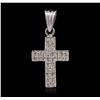 Image 1 : 14KT White Gold 0.30ctw Diamond Cross Pendant