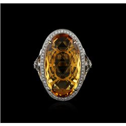 14KT Yellow Gold 15.81ct Citrine and Diamond Ring