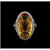 Image 1 : 14KT Yellow Gold 15.81ct Citrine and Diamond Ring