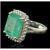 Image 2 : 14KT White Gold 11.62ct Emerald and Diamond Ring