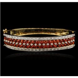 14KT Yellow Gold 7.00ctw Orange Sapphire and Diamond Bangle Bracelet