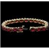 Image 3 : 14KT Yellow Gold 33.96ctw Ruby Bracelet