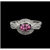 Image 1 : 14KT White Gold 0.60ct Pink Sapphire and Diamond Ring