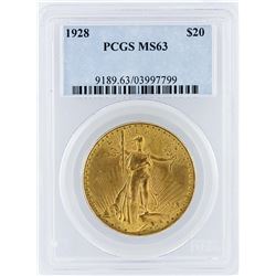 1928 PCGS MS63 $20 St. Gaudens Double Eagle Coin