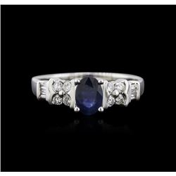 14KT White Gold 0.90ct Sapphire and Diamond Ring